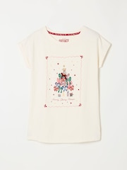 FatFace Shelter Natalie Ivory Christmas Mouse Pyjama Top - Image 6 of 6
