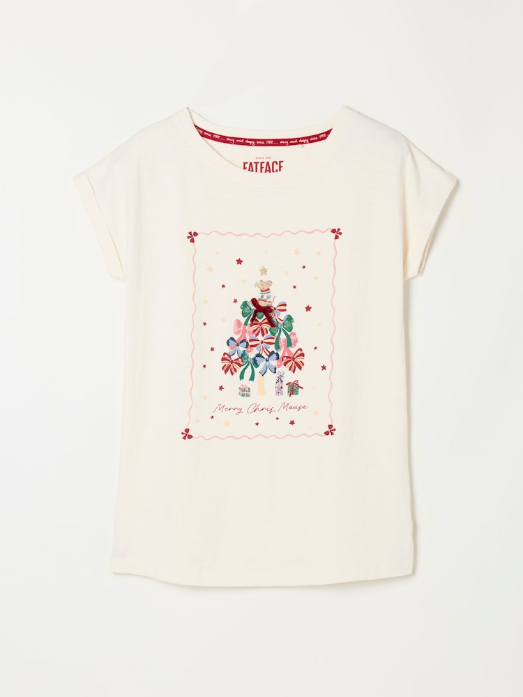 FatFace Shelter Natalie Ivory Christmas Mouse Pyjama Top - Image 6 of 6 FatFace Shelter Natalie Ivory Christmas Mouse Pyjama Top - Image 6 of 6