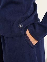 FatFace Hattie Navy Henley Pointelle Top - Image 3 of 5