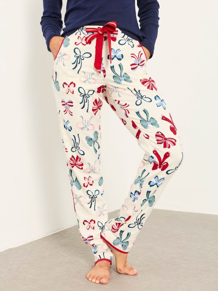 FatFace Eva Ivory Bow Pyjama Bottoms - Image 1 of 8 FatFace Eva Ivory Bow Pyjama Bottoms - Image 1 of 8