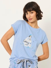FatFace Ivy Light Blue Puffin Pyjama Top - Image 4 of 5