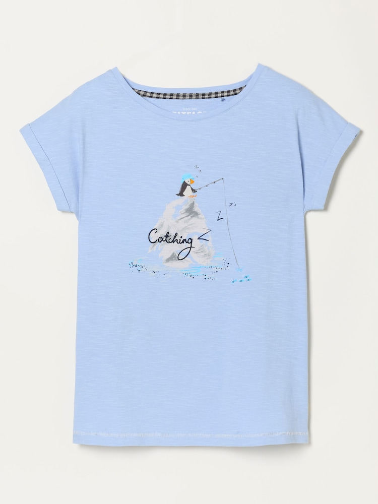 FatFace Ivy Light Blue Puffin Pyjama Top - Image 5 of 5 FatFace Ivy Light Blue Puffin Pyjama Top - Image 5 of 5