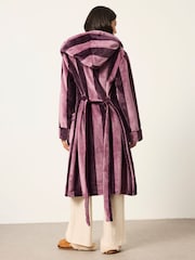 FatFace Plum Purple Soft Striped Dressing Gown - Image 2 of 6