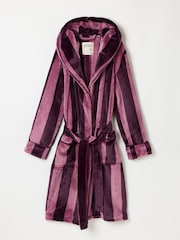 FatFace Plum Purple Soft Striped Dressing Gown - Image 5 of 6