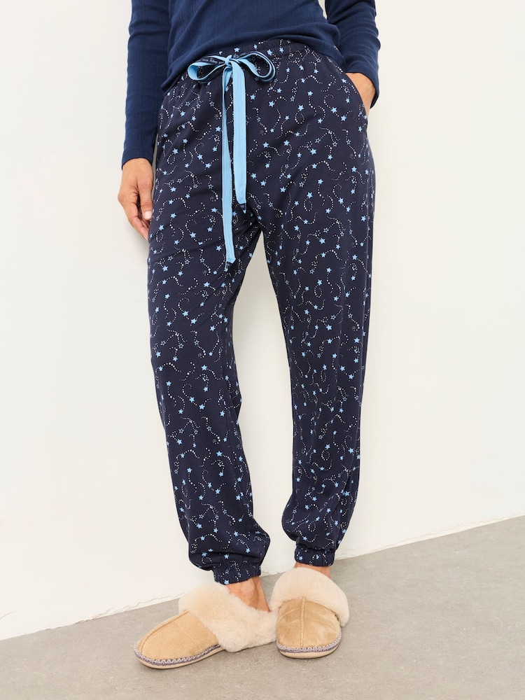 FatFace Harper Navy Star Cuffed Pyjama Bottoms - Image 1 of 5 FatFace Harper Navy Star Cuffed Pyjama Bottoms - Image 1 of 5