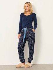 FatFace Harper Navy Star Cuffed Pyjama Bottoms - Image 3 of 5