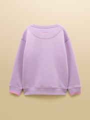 Joules Kids' Mackenzie Lilac Purple Sweatshirt With Faux Fur Lining - Image 2 of 4
