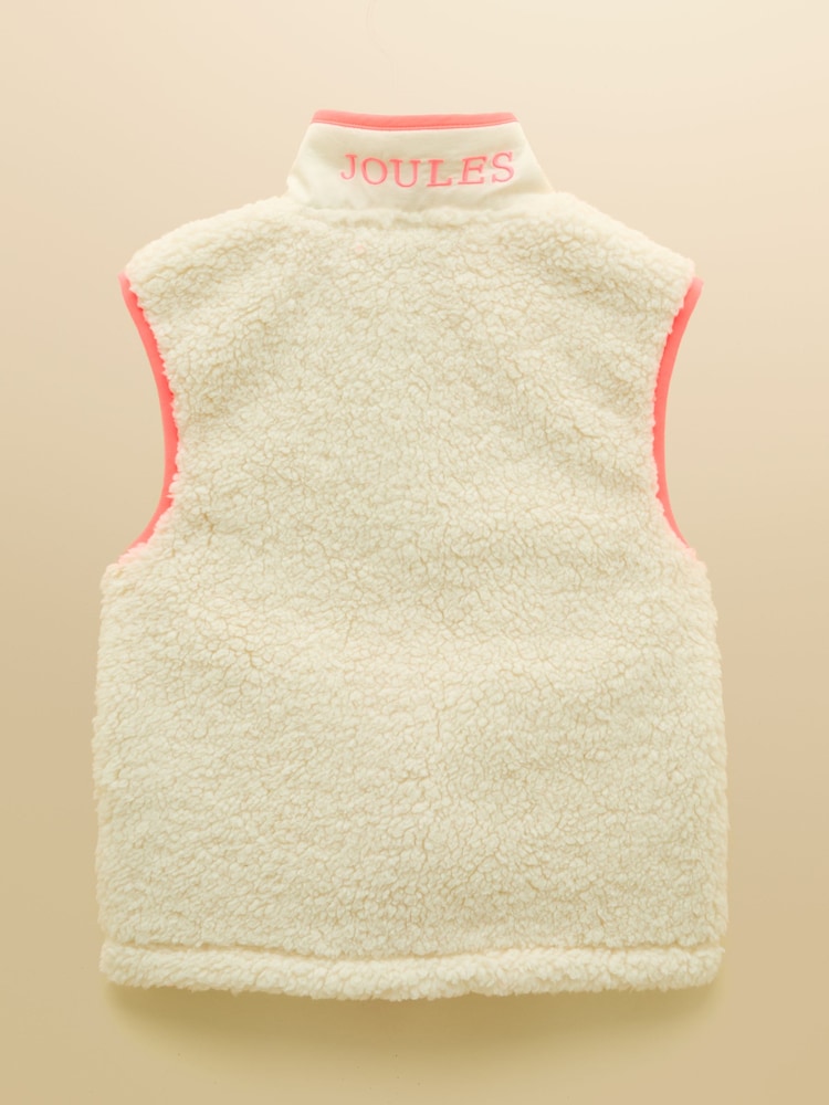 Joules Girls' Tilly Cream Fleece Gilet - Image 2 of 4 Joules Girls' Tilly Cream Fleece Gilet - Image 2 of 4