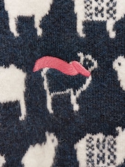 Joules Kids' Woolies Navy Blue Crew Neck Knitted Jumper - Image 4 of 4