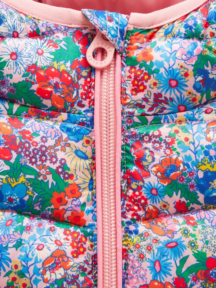Pink Ditsy - Casaco acolchoado à prova de banho Joules Kids' Cairn com capuz - Imagem 6 de 6