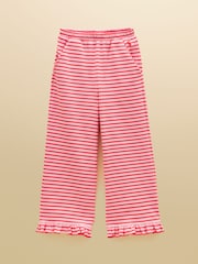 Joules Girls' Sophie Red & Pink Rib Frill Trousers - Image 1 of 4