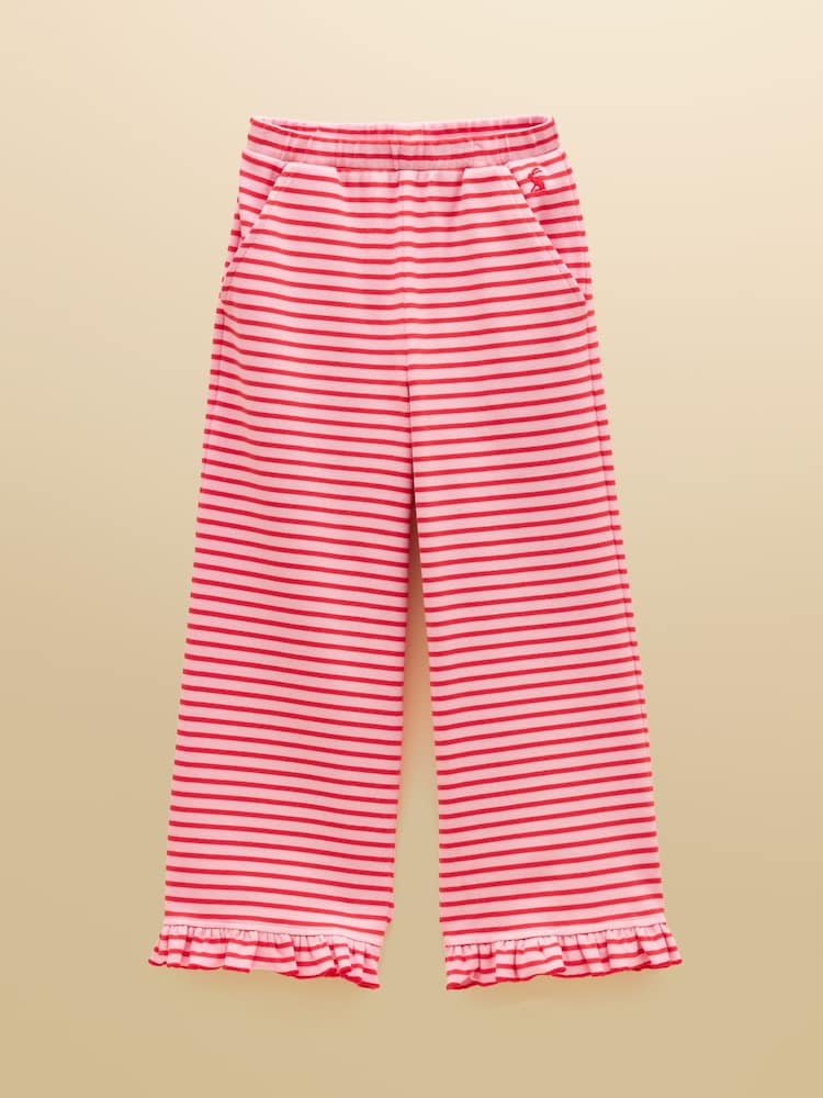 Joules Girls' Sophie Red & Pink Rib Frill Trousers - Image 1 of 4 Joules Girls' Sophie Red & Pink Rib Frill Trousers - Image 1 of 4