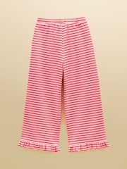 Joules Girls' Sophie Red & Pink Rib Frill Trousers - Image 2 of 4