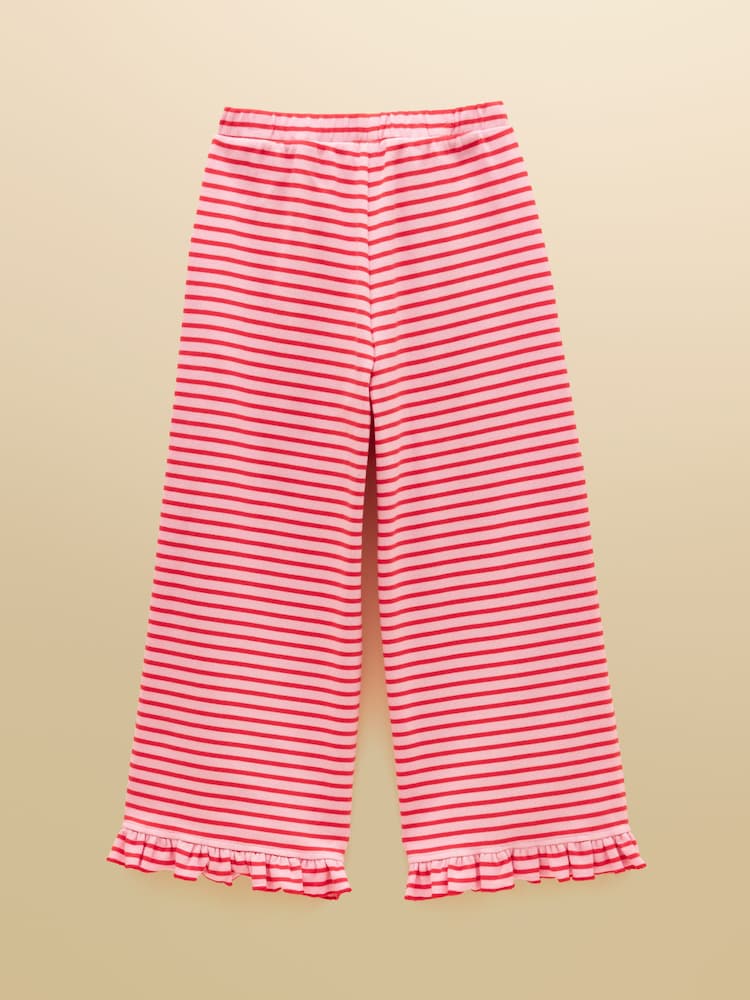 Joules Girls' Sophie Red & Pink Rib Frill Trousers - Image 2 of 4 Joules Girls' Sophie Red & Pink Rib Frill Trousers - Image 2 of 4