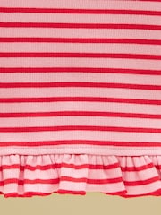 Joules Girls' Sophie Red & Pink Rib Frill Trousers - Image 3 of 4