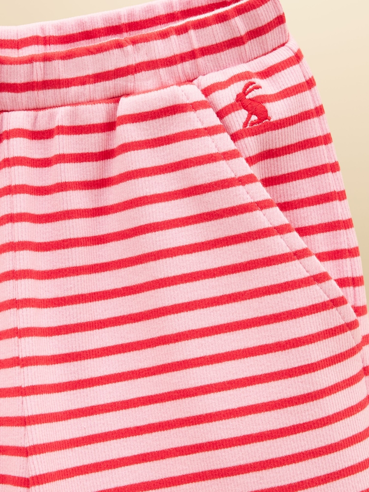 Joules Girls' Sophie Red & Pink Rib Frill Trousers - Image 4 of 4 Joules Girls' Sophie Red & Pink Rib Frill Trousers - Image 4 of 4