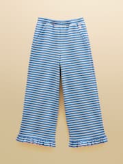 Joules Girls' Sophie Blue & White Rib Frill Trousers - Image 1 of 4