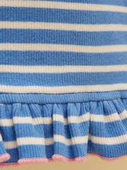 Joules Girls' Sophie Blue & White Rib Frill Trousers - Image 3 of 4