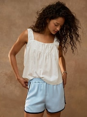 Light Blue Satin Runner Shorts - Image 1 of 8