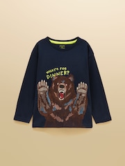 Mornarice - Joules Boys' Finlay Long Sleeve Applique Graphic T-Shirt - Slika 1 od 5