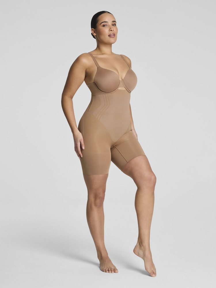 SPANX Brown Sculpt™ Go Figure High Waist Mid Thigh Shorts - Image 1 of 5