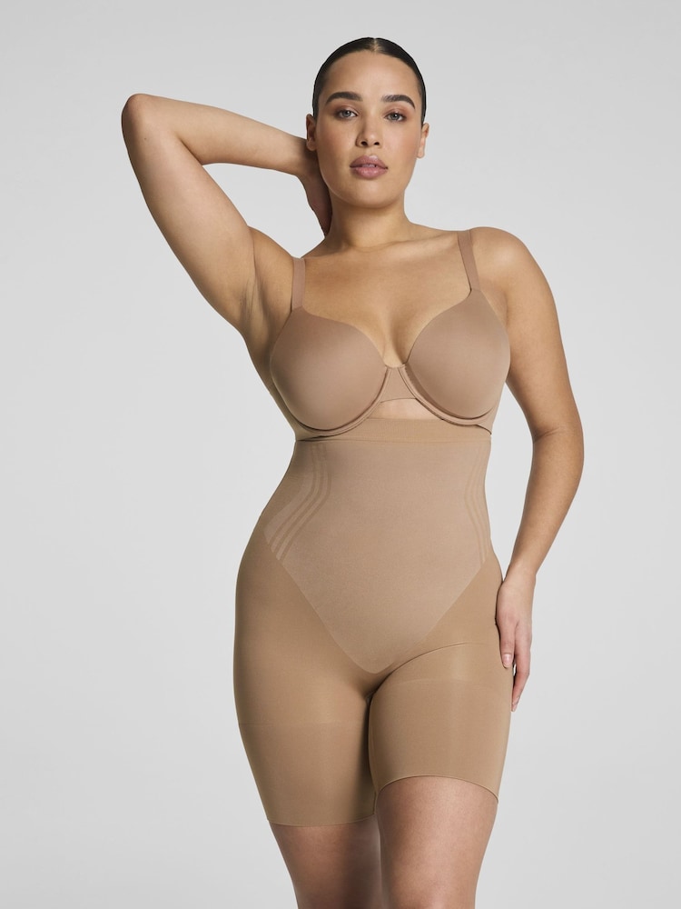 SPANX Brown Sculpt™ Go Figure High Waist Mid Thigh Shorts - Image 2 of 5
