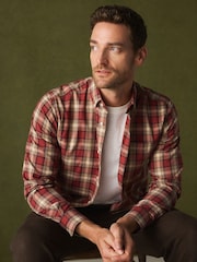 Red Check Regular Fit Easy Iron Button Down Long Sleeve Oxford Check Shirt - Image 1 of 8