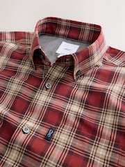 Red Check Regular Fit Easy Iron Button Down Long Sleeve Oxford Check Shirt - Image 7 of 8