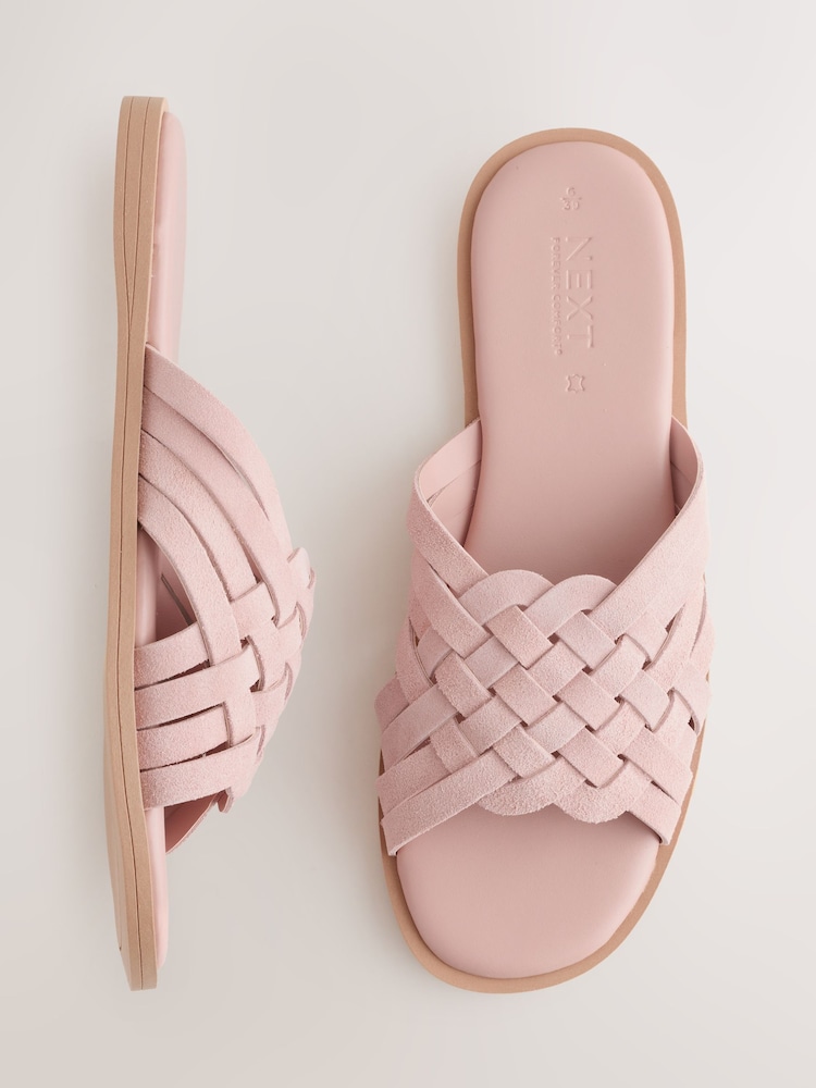 Pale Pink Forever Comfort® Weave Mule Sandals - Image 1 of 5
