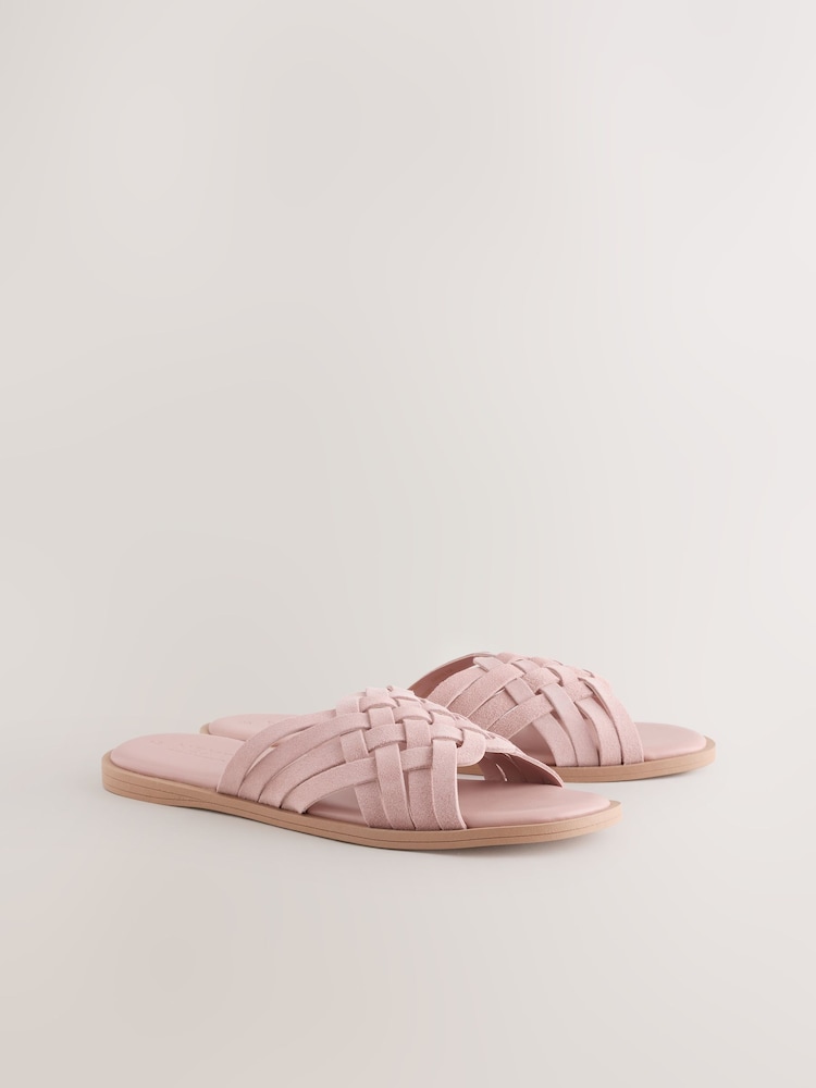 Pale Pink Forever Comfort® Weave Mule Sandals - Image 2 of 5