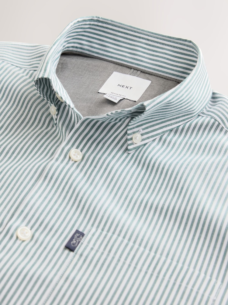 Green Regular Fit Easy Iron Button Down Long Sleeve Oxford Shirt - Image 2 of 3