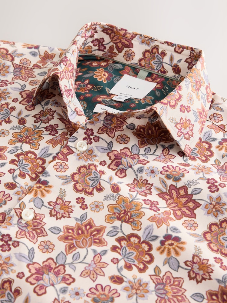 Rojo burdeos - Regular Fit Cotton Long Sleeve Print Shirt - Imagen 2 de 7