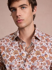 Rojo burdeos - Regular Fit Cotton Long Sleeve Print Shirt - Imagen 4 de 7