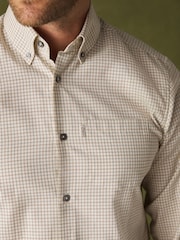 White Regular Fit Easy Iron Button Down Long Sleeve Oxford Check Shirt - Image 5 of 8