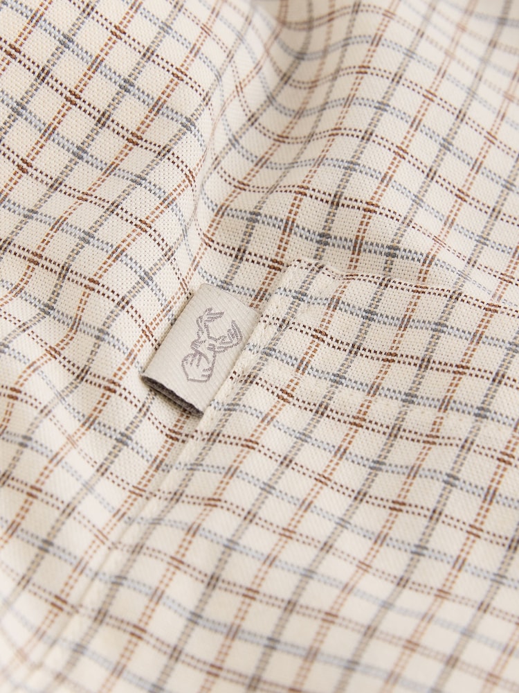 White Regular Fit Easy Iron Button Down Long Sleeve Oxford Check Shirt - Image 8 of 8 White Regular Fit Easy Iron Button Down Long Sleeve Oxford Check Shirt - Image 8 of 8