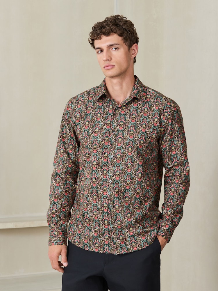 Brown Floral N. Premium Regular Fit Long Sleeve Shirt - Image 2 of 9