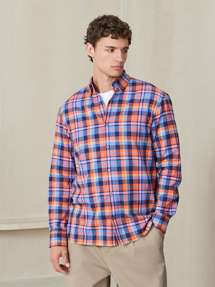 Blue Check Soft Touch Smart Long Sleeve Shirt - Image 1 of 8