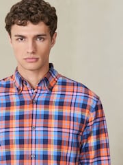Blue Check Soft Touch Smart Long Sleeve Shirt - Image 5 of 8