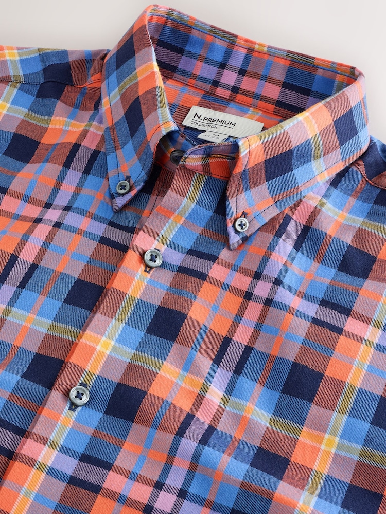 Blue Check Soft Touch Smart Long Sleeve Shirt - Image 8 of 8