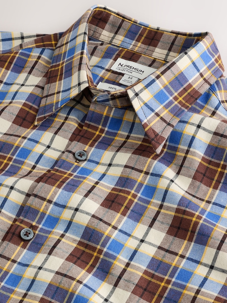 Brown Check Soft Touch Smart Long Sleeve Shirt - Image 3 of 3