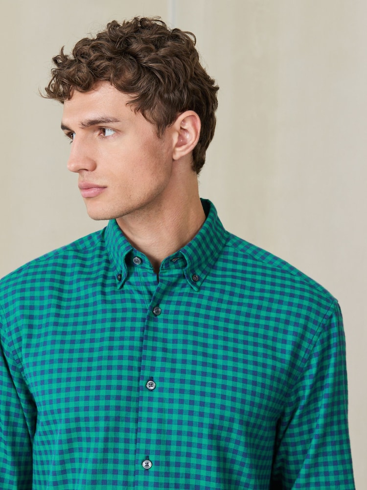 Green Check Soft Touch Smart Long Sleeve Shirt - Image 1 of 9