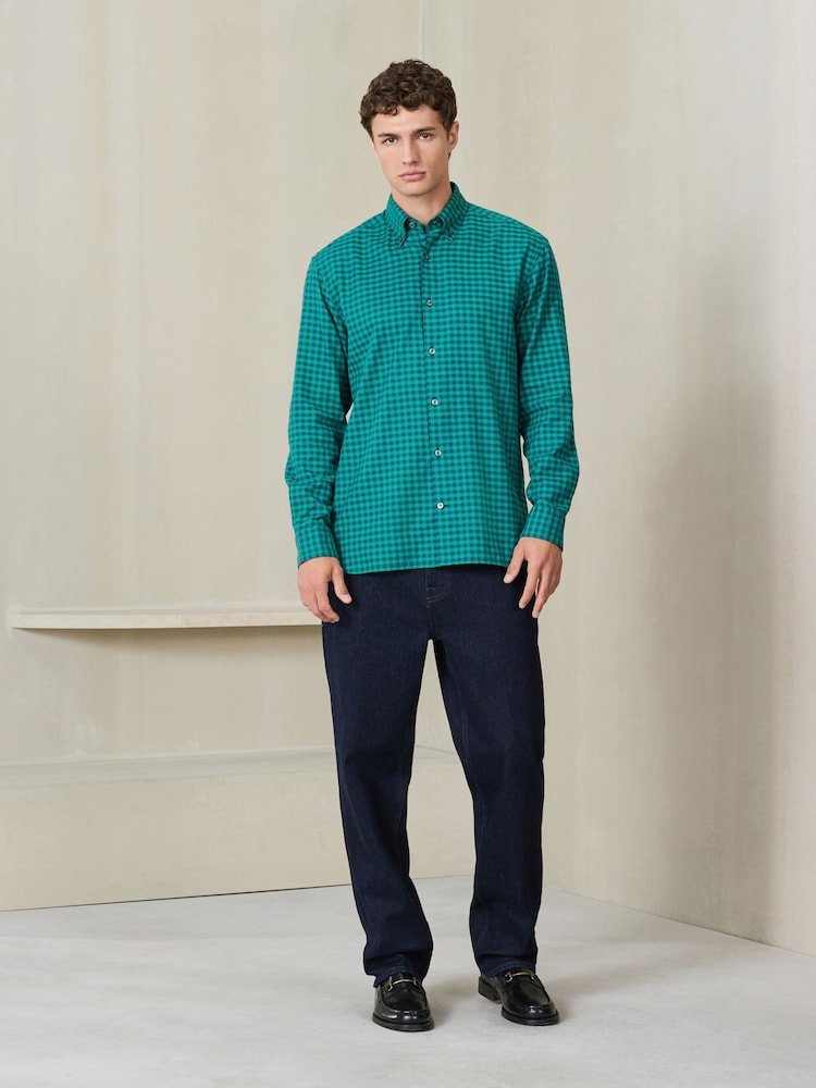 Green Check Soft Touch Smart Long Sleeve Shirt - Image 2 of 9