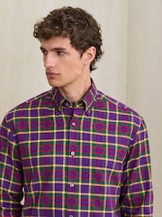 Purple Check Soft Touch Smart Long Sleeve Shirt - Image 1 of 7