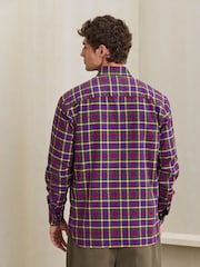 Purple Check Soft Touch Smart Long Sleeve Shirt - Image 4 of 7