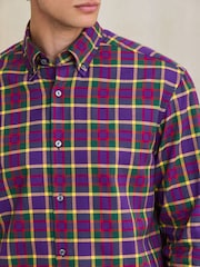 Purple Check Soft Touch Smart Long Sleeve Shirt - Image 5 of 7