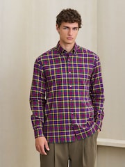 Purple Check Soft Touch Smart Long Sleeve Shirt - Image 7 of 7