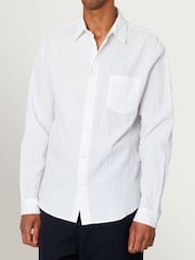 Folk White Relaxed Fit Long Sleeve Seersucker Shirt - Image 5 of 12