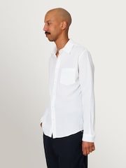 Folk White Relaxed Fit Long Sleeve Seersucker Shirt - Image 7 of 12
