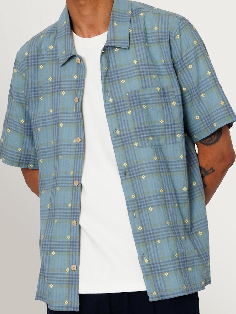 Folk Blue Gabe Yellow Flower Check Shirt - Image 1 of 10