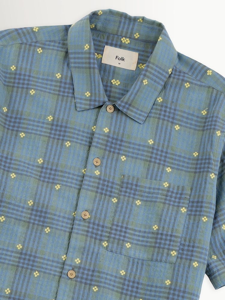 Folk Blue Gabe Yellow Flower Check Shirt - Image 10 of 10